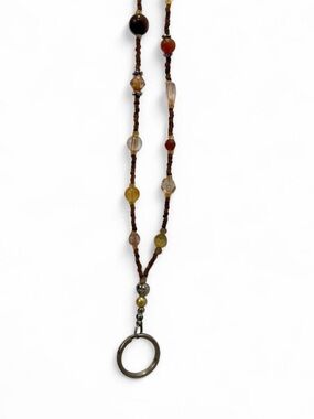 Beaded Brown and Amber Necklace Lanyard